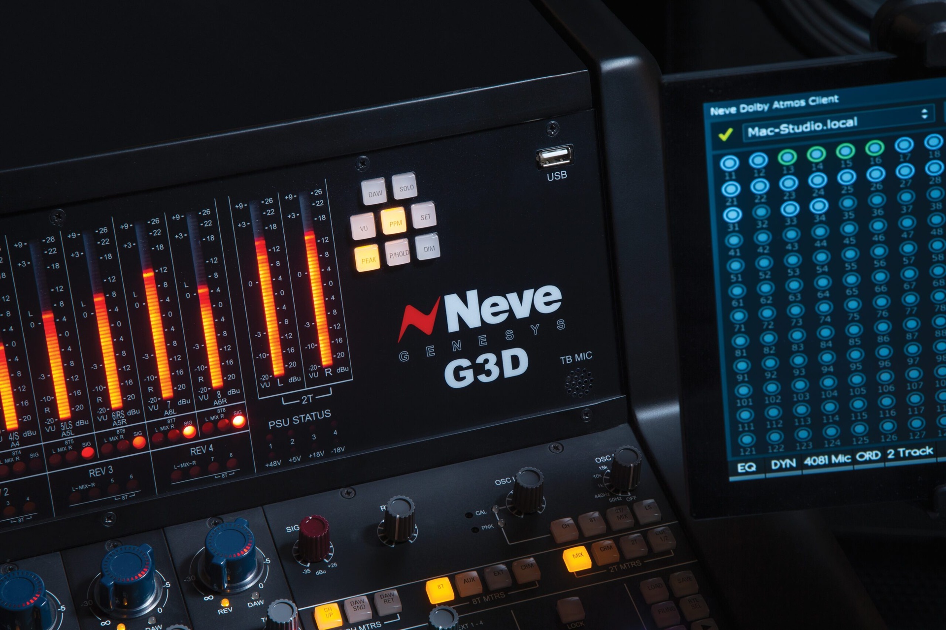 AMS Neve Genesys Black G3D Dolby Atmos control detail